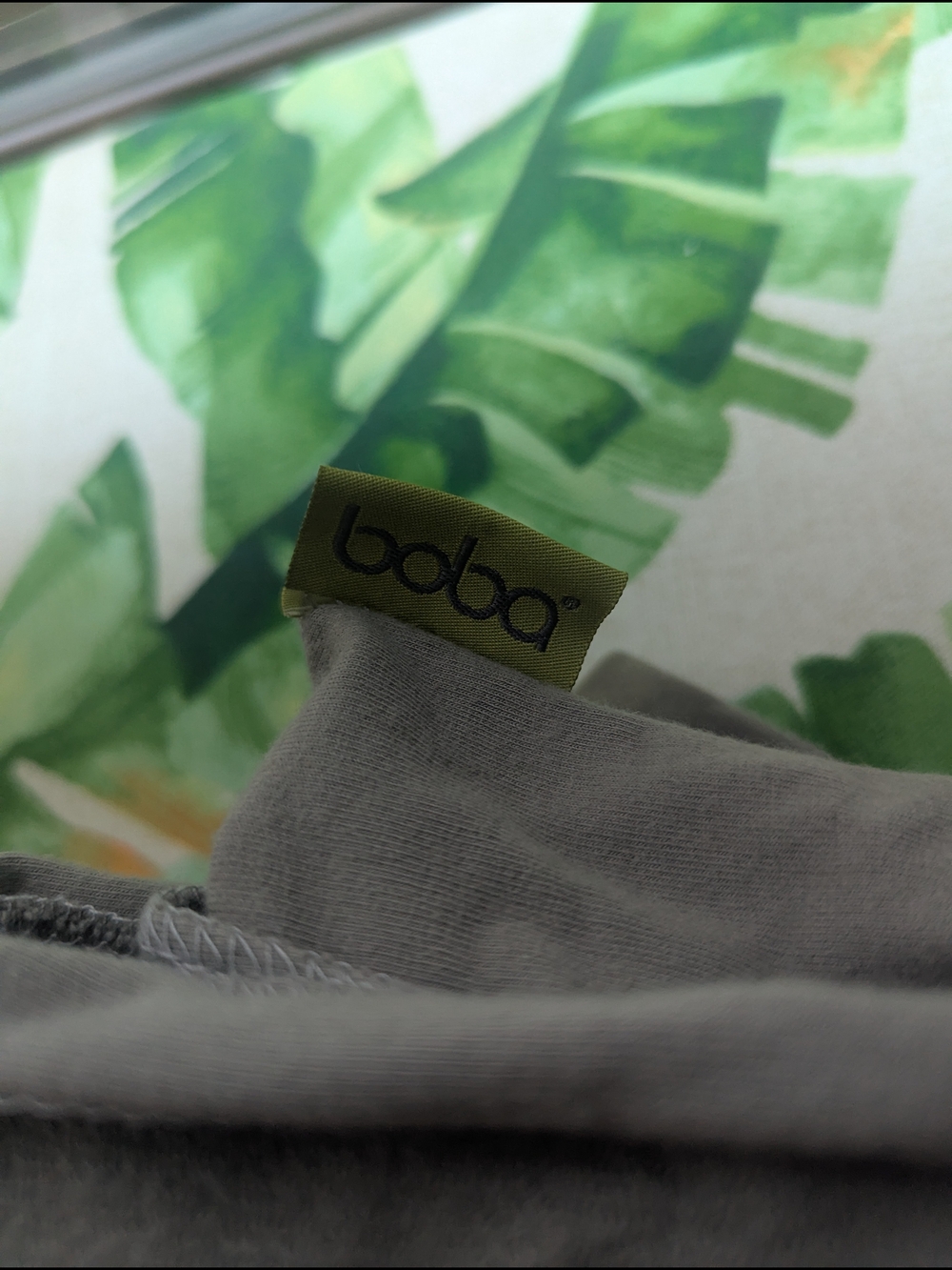 boba Gray Wrap with Green Logo Tag